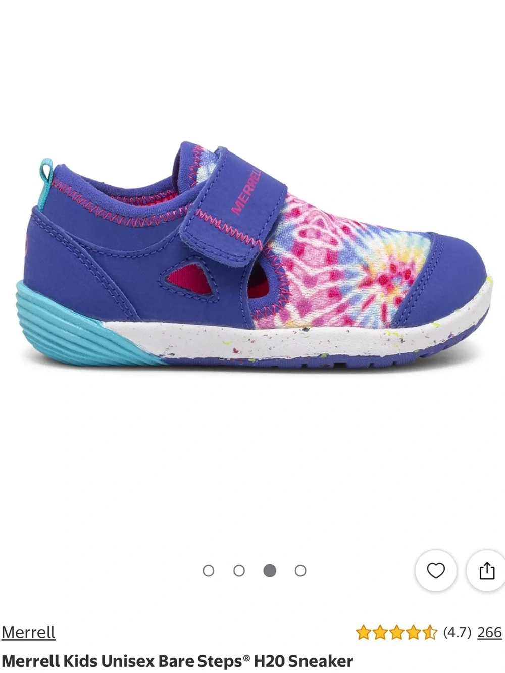 Merrell Bare Steps H20 Girls Pink Purple Tie-Dyed Toddler Water Shoes sz 8 NWT